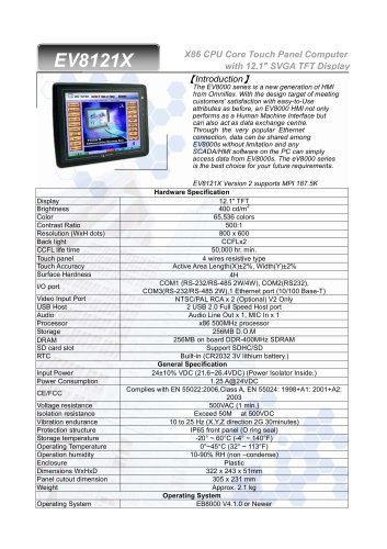 Model MT8121x OIT 12.1 Inch