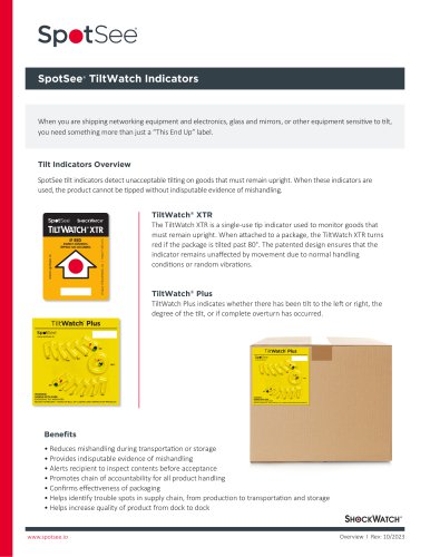SpotSee&reg;  TiltWatch Indicators