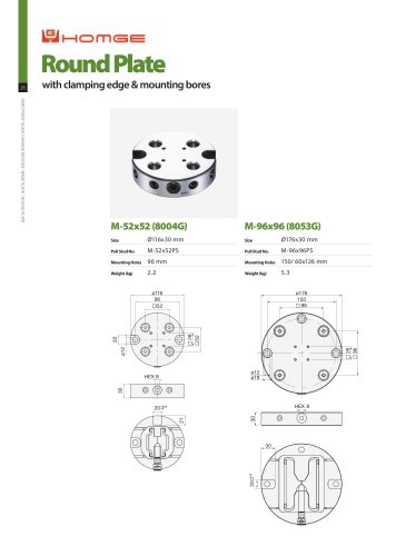 ROUND PLATE (WITH MOUNTING BORES) of Zero Point Quick Change Devices -G