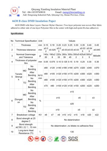 Date sheet-6630 DMD insulation paper