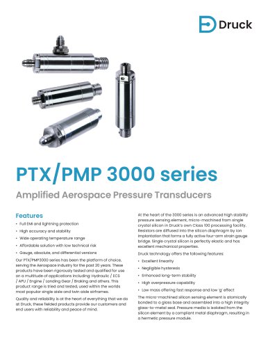 Druck PTX/PMP 3000 series Amplified Aerospace Pressure Transducers