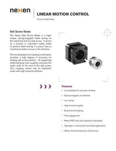 Ball screw brake data sheet