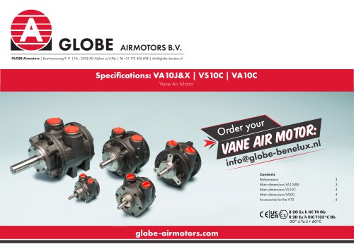 GLOBE V10 Vane Air Motor Specifications