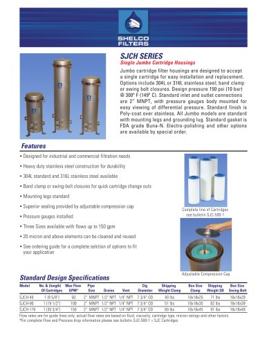 SJCH SERIES Single Jumbo Cartridge Housings