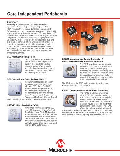 Core Independent Peripherals for 8-bit PIC Microcontrollers Sell Sheet