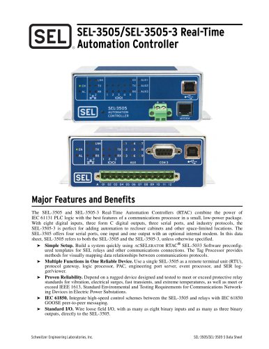 SEL-3505/SEL-3505-3 Real-Time Automation Controller (RTAC)