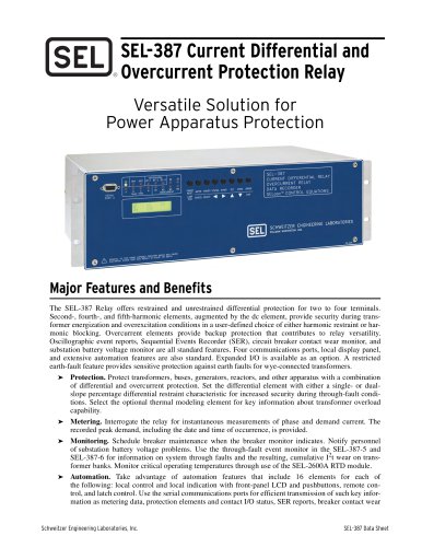 SEL-387 Current Differential and Overcurrent Protection Relay