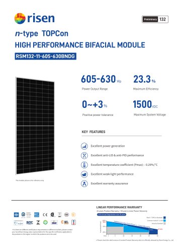 RSM132-11-605-630BNDG - n-type TOPCon HIGH PERFORMANCE BIFACIAL MODULE