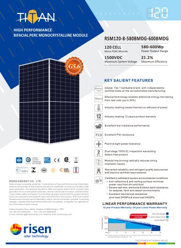 TITAN 120 HIGH PERFORMANCE BIFACIAL MONOCRYSTALLINE PERC MODULE