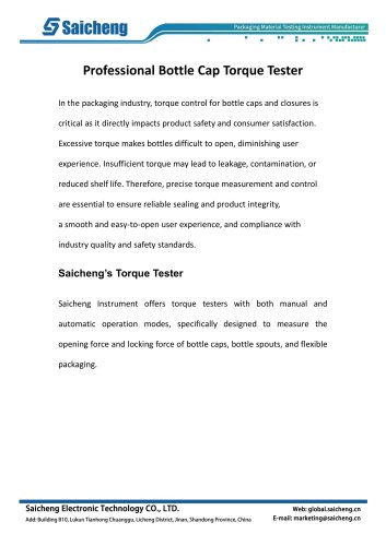 Professional Bottle Cap Torque Tester