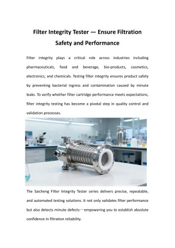 Saicheng Filter Integrity Tester &mdash; Ensure Filtration Safety and Performance