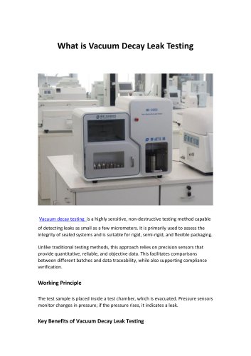 What is Vacuum Decay Leak Testing