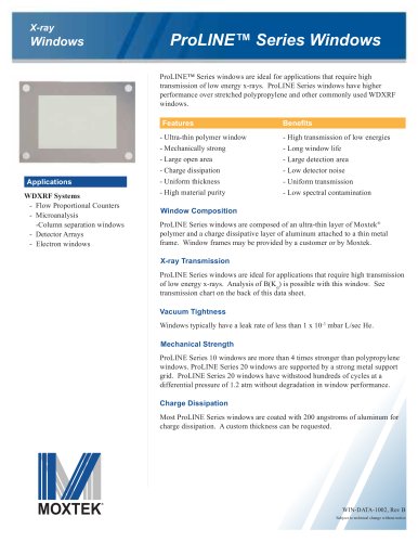 ProLINE™ Series Polymer X-ray Windows