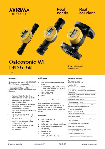 QALCOSONIC W1 (from DN25 to DN50) Datasheet