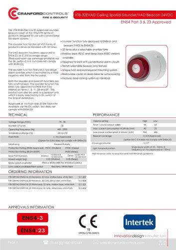 VTB-32EVAD Ceiling Spatial Sounder/VAD Beacon 24VDC