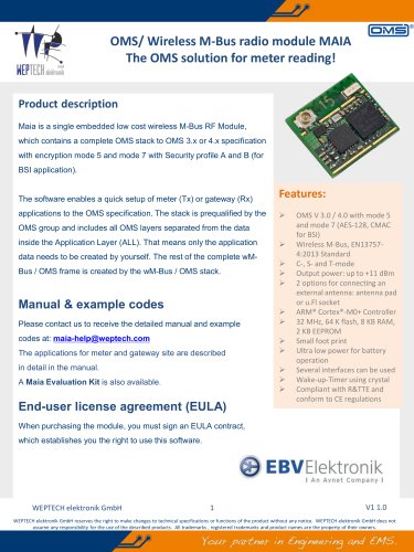 OMS/ Wireless M-Bus radio module MAIA The OMS solution for meter reading!