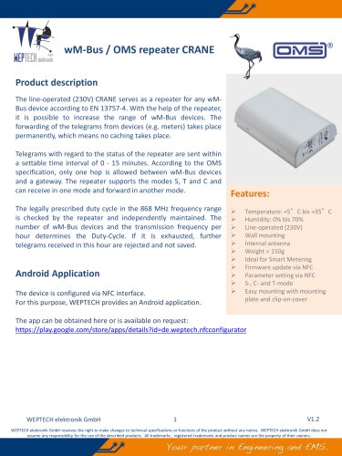 wM-Bus / OMS repeater CRANE