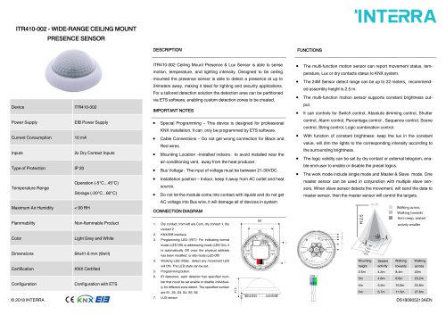 ITR410-002 - WIDE-RANGE CEILING MOUNT PRESENCE SENSOR