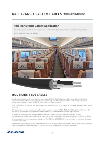 zhaolong LONGTRONIC® RAIL TRANSIT BUS CABLES Data electrical cable