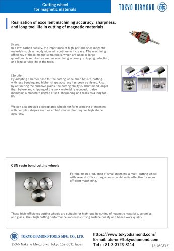 Resin bond CBN cutting wheel for magnetic material