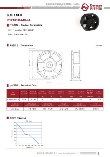 Electronic fan F17151R-243-LA-B