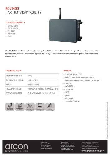 product data sheet RCV MOD