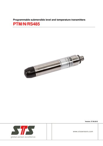 PTM/N/RS485 Programmable pressure and temperature transmitter Modbus