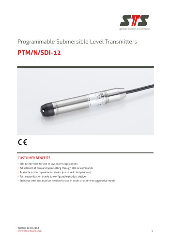 PTM/N/SDI-12 Programmable level transmitter SDI-12