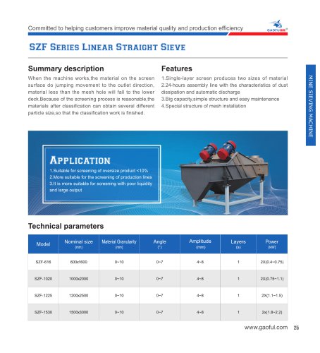 Linear straight sieve