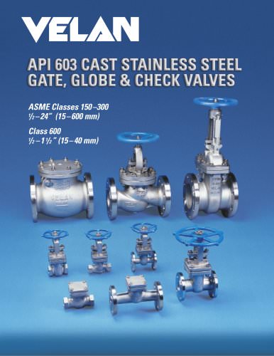 API 603 corrosion resistant gate, globe & check valves