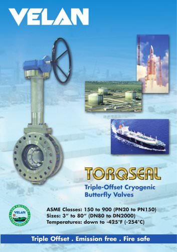 Cryogenic Torqseal triple-offset butterfly valves