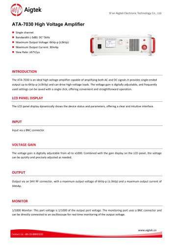 High-voltage amplifier Aigtek ATA-7030 High-Voltage Amplifier