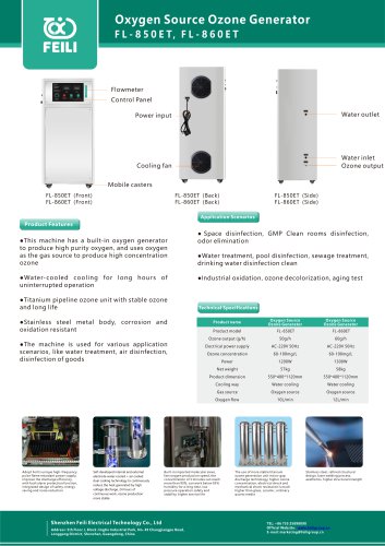 Oxygen Source Ozone generator FL-850ET datasheet