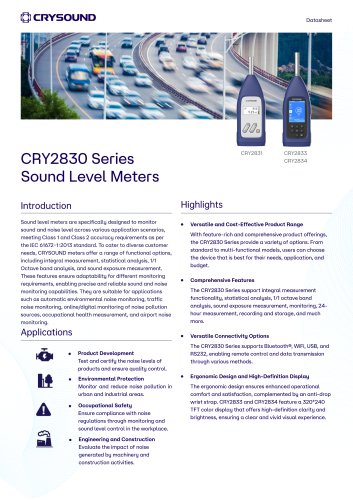 CRY2831,CRY2833,CRY2834 Sound Level Meter