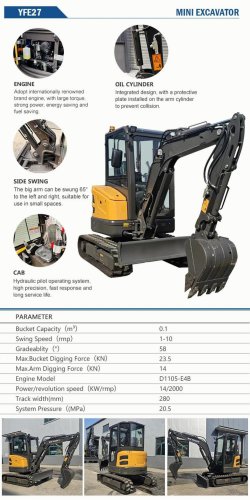 INFRONT CE Excavator 3 Ton Kubota Engine Crawler Minibagger Farm Use Mini Bagger Mini Small pelle YFE27