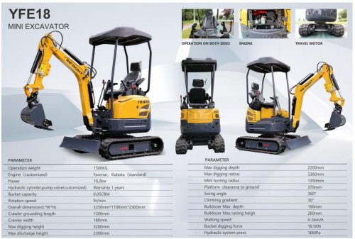 INFRONT Cheap Price Factory Production Excavators Mini Excavator 1 Ton 1.2 Ton 1.5 Ton Mini Bagger Mini pelle YFE15B