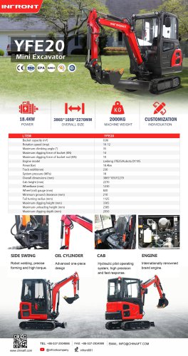 INFRONT engineering construction machinery Mini Excavator 2Ton EPA Farm Used Kubota Engine New Crawler Digger Small Excavators Machine YFE20B
