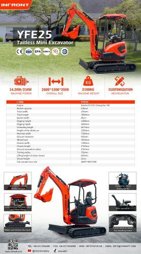 INFRONT Free Shipping Kubota Excavators EPA Engine 2.5 Ton Home Mini bagger1 Ton 2 Tons New excavadora Machine YFE25A