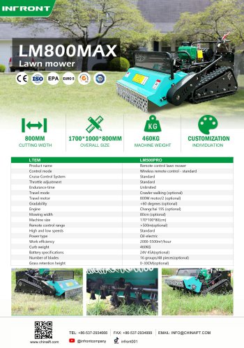 INFRONT New Design zero Turn Lawn Mowers Remote Control Grass Cutting Machine LM800MAX