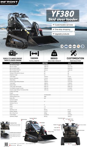 INFRONT Skid Steer Loader Earth-moving Machinery Mini Skid Steers Mini Crawler Loader diesel LoadersYF380B