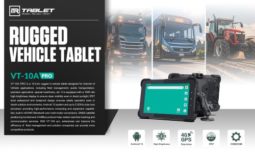 3Rtablet 10 Inch 1200 Nits Android 13 Rugged Vehicle Tablet VT-10A PRO