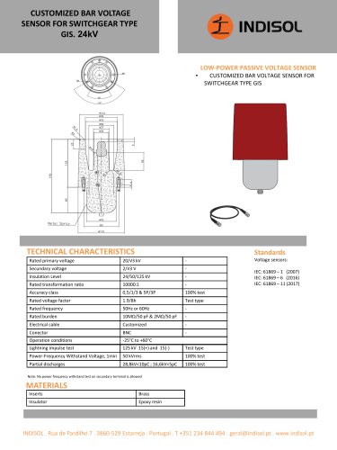 Bar Voltage Sensor for Switchgear type GIS