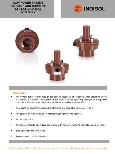 Interface - Low power passive voltage and current sensor 24kV-250A