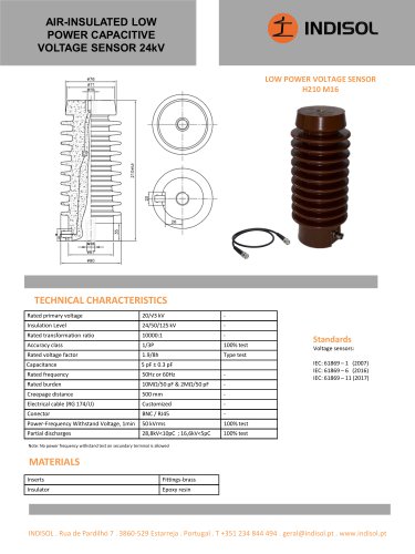 Low power capacitive voltage sensor post type