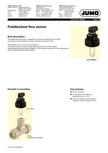 Paddlewheel flow sensor