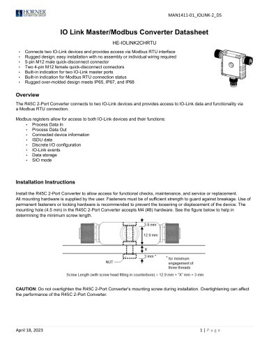 IO Link Master/Modbus Converter Datasheet