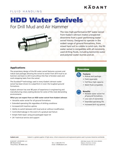 High-performance RX® water swivel