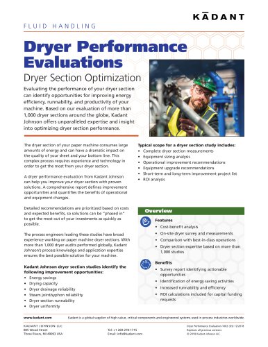 STEAM SYSTEM Dryer Performance Evaluations