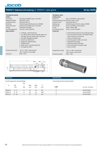 Datasheet PERFECT brass bending protection 50.6xx M/BS