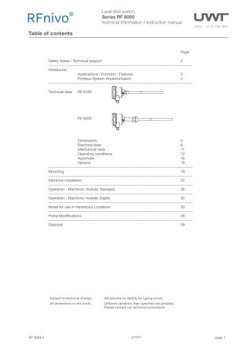 Level limit switch RFnivo® 8000